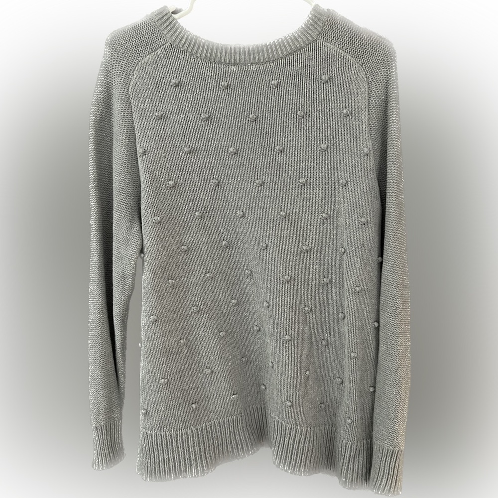Old Navy L Gray Raised Polka Dot Sweater